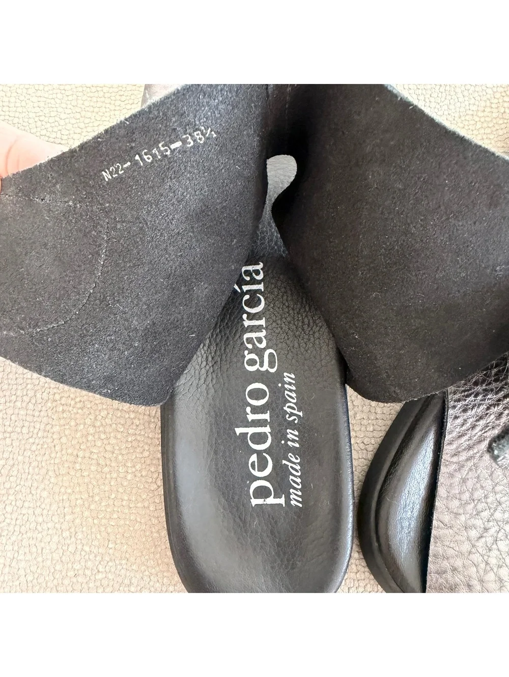 Pedro Garcia Black Leather Open Toe Sandals Size 7.5